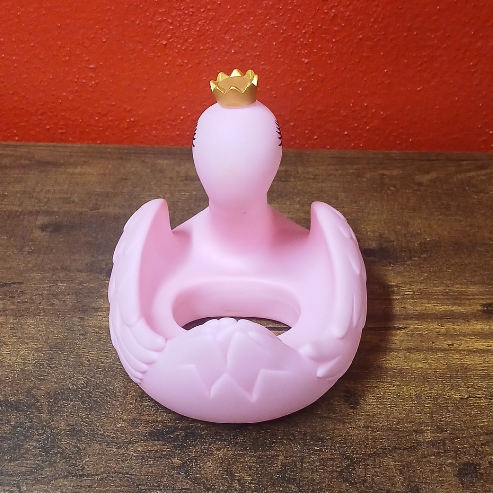 PINK PRINCESS SWAN w/CROWN & CUP HOLDER BATH POOL 6" TOY HARD PLASTIC - Picture 4 of 7